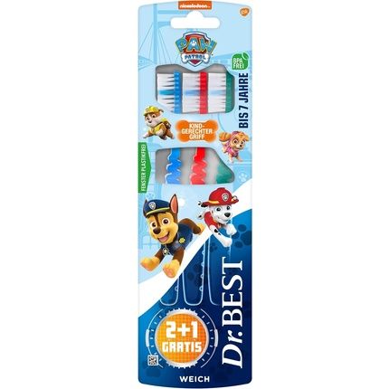 Dr. Best Paw Patrol Toothbrush Soft With Soft Bristles And Child-Friendly Handle - Pack Of 3