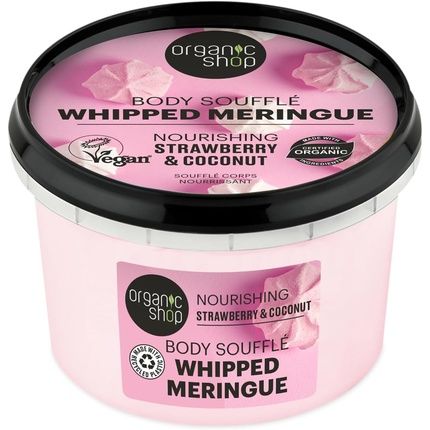 Organic Shop Whipped Meringue Body Souffle Nourishing Strawberry & Coconut 250Ml
