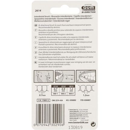 Sunstar Gum Bi-Directional Interdental Brushes 1.2Mm 6 Count - Image 3