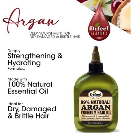Difeel Premium Natural Hair Oil Argan Oil Moisturizes And Smooths Hair 235Ml - Image 3