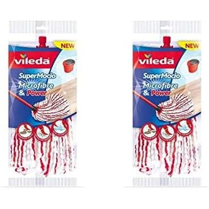 Vileda Supermocio Microfibre & Power Mop Head Multicoloured 7X14X40 Cm