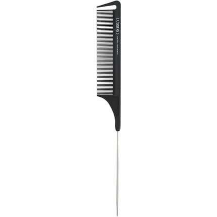 T4B Lussoni Pin Tail Comb Anti-Static And Shatterproof Carbon Handle Comb With Fine Tines And Separating Tooth 306