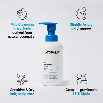 Atopalm Mild Shampoo 10.1 Fl. Oz. 300Ml Tear-Free Hypoallergenic Hair Care For Sensitive Skin Biotin For Dry Scalp Paraben & Mineral Oil-Free Ph Balancing Nourishing Hydrating Kbeauty - Image 3