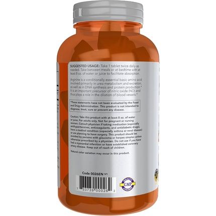 Now Foods L-Arginine Double Strength 1000Mg Nitric Oxide - Image 3