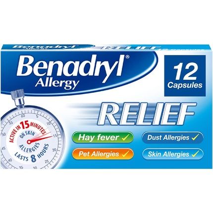 Benadryl Allergy Relief Fast-Acting Antihistamine Capsules 12 Capsules