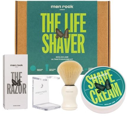 The Life Shaver Sicilian Lime Shaving Set - 100Ml Cream, Brush, Stand, Razor, And Blades