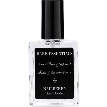 Nailberry Bare Essentials 2 In 1 Base And Top Coat 15Ml Adhering High Shine Protects Against Fading Discolouration