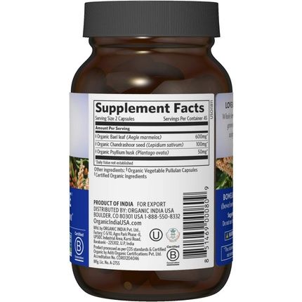 Organic India Bowelcare Herbal Supplement 90 Capsules