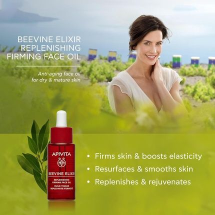 Apivita Beevine Elixir Replenishing Firming Face Oil With Propolis And Grape Seed Oils 1.01 Oz