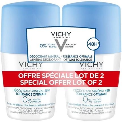 Vichy 48Hr Mineral Deodorant Optimal Tolerance Roll-On 50Ml - Pack Of 2