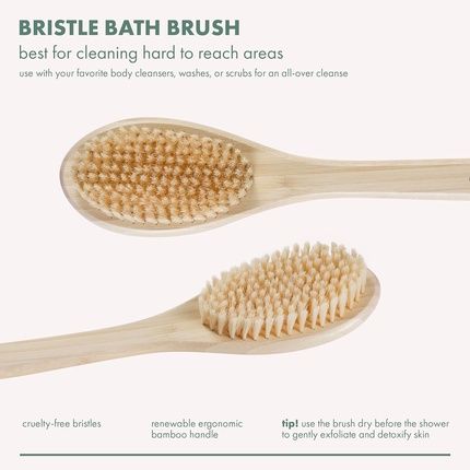 Ecotools Bamboo Bristle Bath Brush Single Sided Bristle Bath Brush