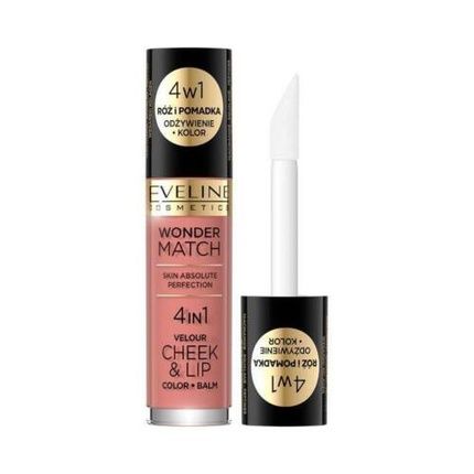 Eveline Wonder Match Cheek Lip 4In1 Blush Liquid Lipstick No.1 Vegan 4.5Ml - Image 4