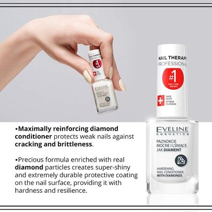 Eveline Cosmetics Professional Diamond Nail Hardener Conditioner With Diamonds 12Ml - Image 3