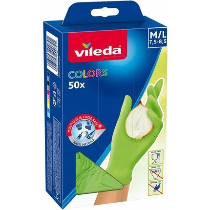 Vileda Colors 50 Disposable Gloves Multicolor Nitrile 50 Pieces - Pack Of 50