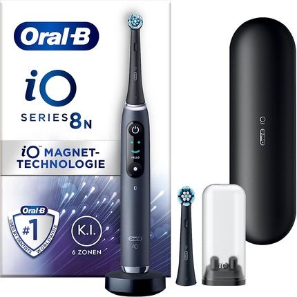 Oral-B Io Series 8 Electric Toothbrush With 2 Brush Heads 6 Cleaning Modes Magnet Technology Color Display And Travel Case Designed By Braun Black Onyx