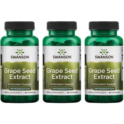 Swanson Grape Seed Extract With Meganatural Gold 60 Caps - Pack Of 3