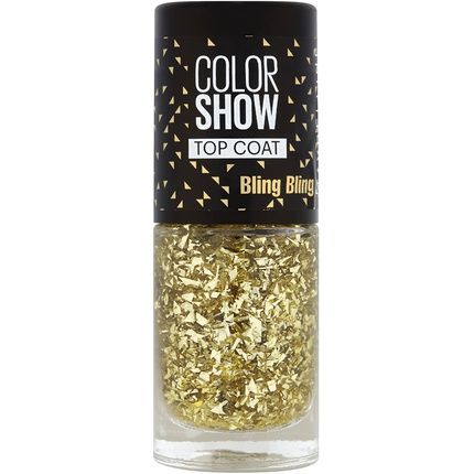 Gemey Maybelline Colorshow Top Coat Nail Polsih 95 Bling Bling Glitter Gold