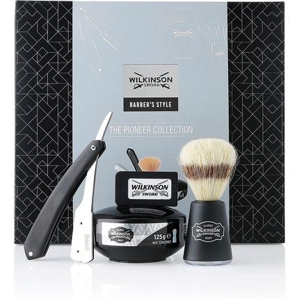 Wilkinson Sword Barber'S Style Pioneer Collection Razor With 5 Double Blades, Shaving Brush, And Shaving Soap