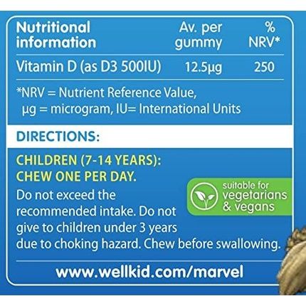 Wellkid Marvel Vitamin D 50 Tablets - Image 3