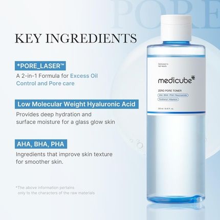 Medicube Zero Pore Toner Exfoliating & Hydrating Blue Bottle - Image 3