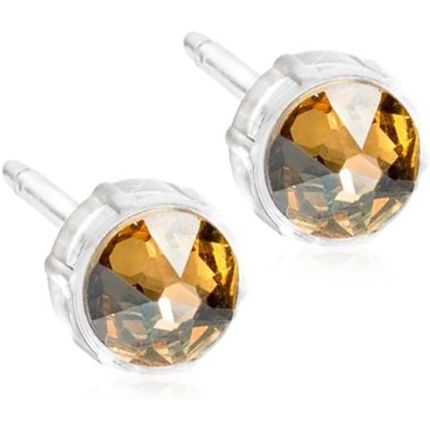 Blomdahl Nickel Free Medical Plastic 6Mm Crystal Stud Earrings