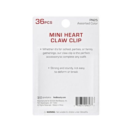 Red By Kiss 36 Pieces Kids Mini Claw Barrettes Self-Hinge Plastic Hair Clips - Pack Of 36 - Image 3