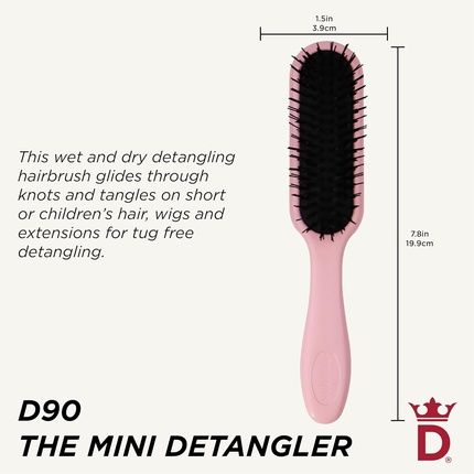 Denman Mini Ultra Detangler Hairbrush For Children, Wigs, And Hair