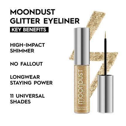 Urban Decay Moondust Liquid Glitter Eyeliner Longwear Sparkle Liner & Eyeshadow Topper Quick-Drying Water-Based Formula Buildable Shimmer Shades Vegan Formula Midnight Cowboy Gold Glitter - Image 3