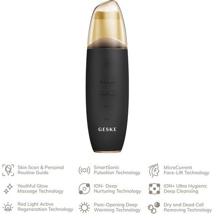 Geske Smartappguided Microcurrent Skin Scrubber & Blackhead Remover 9 In 1 Skincare Tools Face Cleaning Anti Aging And Cleansing Professional Face Lift Blackhead Remover Gray