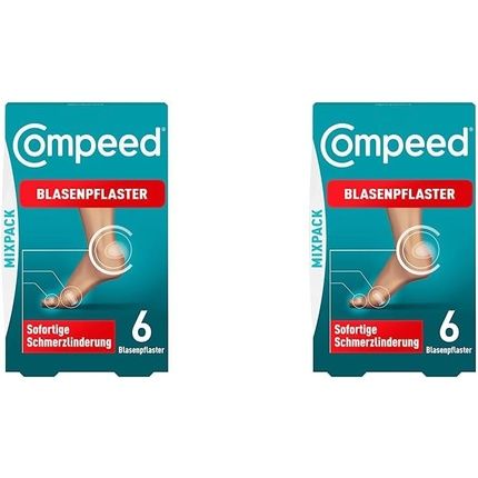 Compeed Blister Plaster Mixpack Various Sizes For Blisters On Heels, Toes, And Small Blisters 6 Pieces