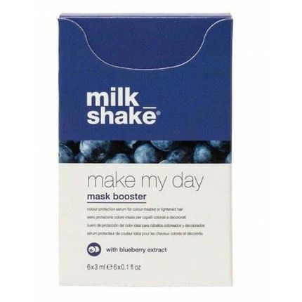 Milk Shake Make My Day Mask Booster With Blueberry Extract 6 X 3Ml - Hair Color Protection Serum For Colored Or Bleached Hair - Pack Of 6