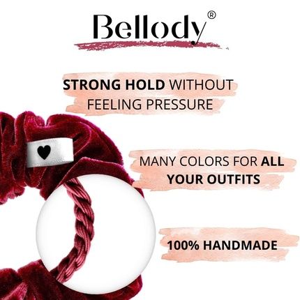 Bellody Velvet Scrunchies Strong Hold Exclusive Colors 1 Piece Bordeaux Red - Image 3