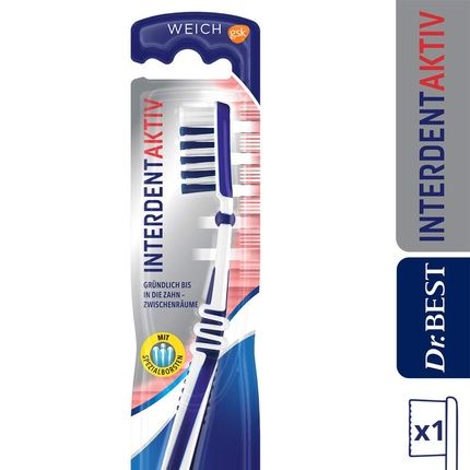 Dr. Best Interdent Active Toothbrush Soft With Special Bristles For Thorough Cleaning Of Interdental Spaces