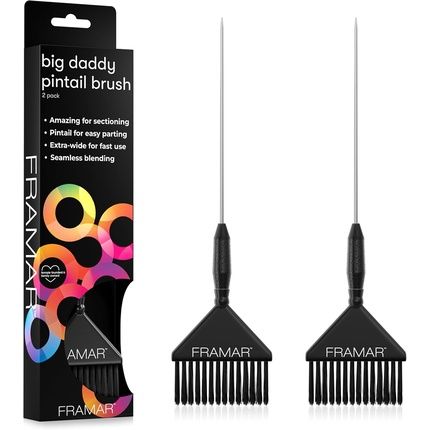 Framar Pin Tail Hair Dye Brush Set Black For Bleach Highlights