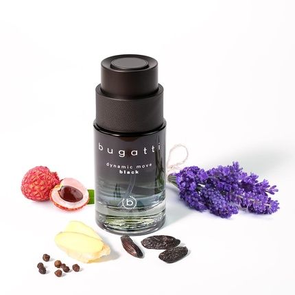 Bugatti Dynamic Move Black Men'S Perfume 100Ml - Oriental Woody Eau De Toilette - Sensual And Strong Combination Of Cashmere Wood, Musk, And Lychee - Fruity, Fresh, And Woody-Warm