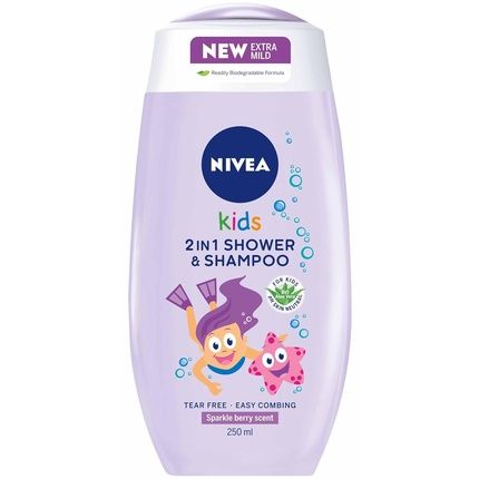 Nivea 2 In 1 Shampoo & Shower Gel For Kids With Sparkle Berry Scent