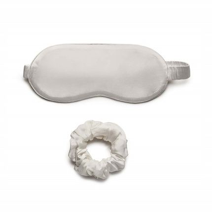 Lovli Silk Sleep Mask And Hair Tie Set Silver