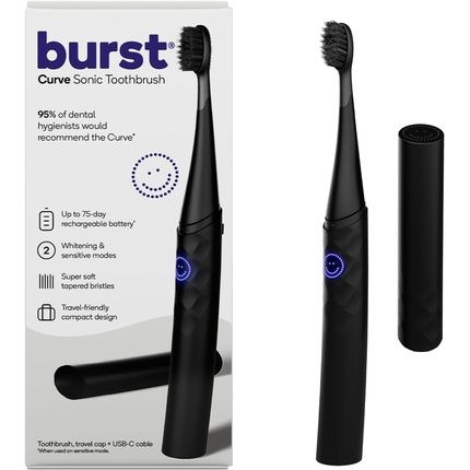 Burst Curve Sonic Electric Toothbrush For Adults - Black Slim Travel Brush