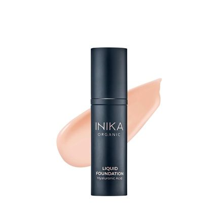 Inika Organic Full Coverage Liquid Foundation Makeup With Hyaluronic Acid And Argan Oil Vegan For Skin Elasticity And Plumpness Natural Coverage Porcelain 30Ml 2.29 Ounce
