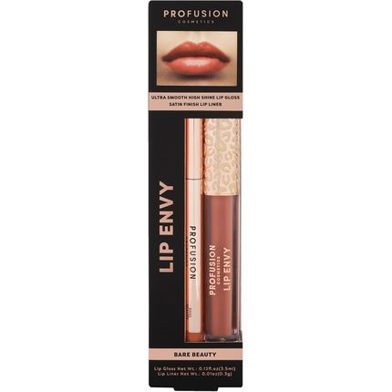 Profusion Cosmetics Lip Envy Bare Beauty Lip Gloss And Liner Set - Glossy Finish