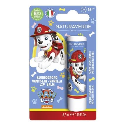Naturaverde Kids Paw Patrol Vanilla Lip Balm With Cocoa Butter For Children With Organic Shea Butter With Uva-Uvb Filters Spf 15 5.7Ml Lipstick