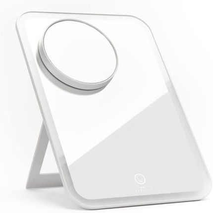 Stylpro Makeup Vanity Mirror With Magnetic 10X Magnifying Mirror Rechargeable Dimmable Led Lights Touch Screen Button Adjustable Stand Soft Luxury Travel Case Usb Charging Cable Mirror 1