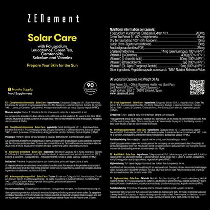 Solar Care With Polypodium Leucotomos, Green Tea, Carotenoids, And Selenium