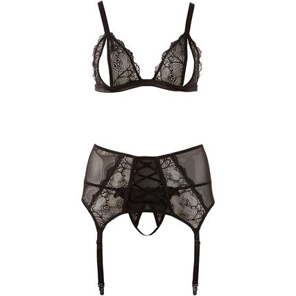 Cottelli Collection - Bra Suspender Set Black L-Xl