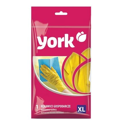 York Household Gloves Latex, Cotton, Xl - Yellow