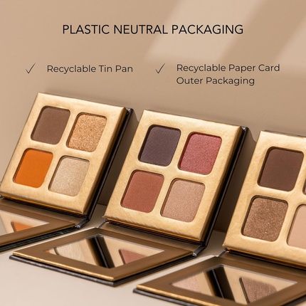 Inika Organic Quad Eyeshadow Palette Pure Mineral Shimmer Longwear Highly Pigmented Blendable With Vegan Cocoa Seed Extract And Organic Carnauba Wax Cruelty-Free Makeup Wind - Image 3