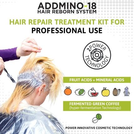 Addmino-18 Professional Hair Repair Treatment Kit - Shampoo, Mask, Leave In