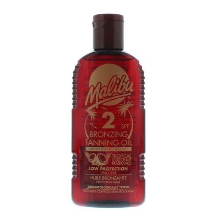Malibu Low Sun Protection Bronzing Tanning Oil Spf 2 200Ml With Tropical Coconut Fragrance