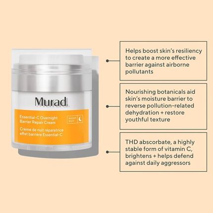 Murad Essential-C Overnight Barrier Repair Cream Environmental Shield Vitamin C Moisturizer 50Ml