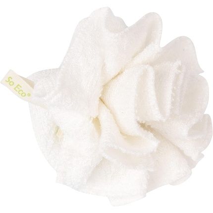 So Eco Bamboo Bath & Shower Pouf White One Size - Image 3